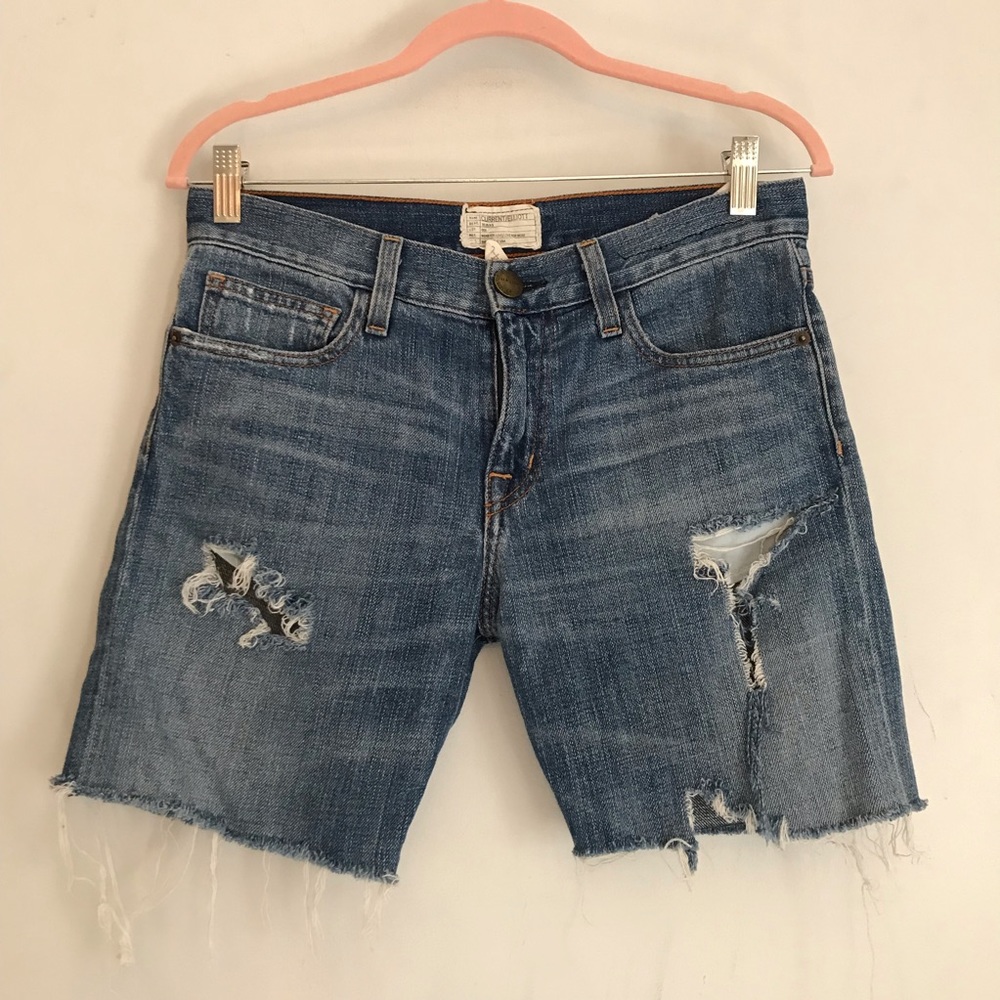 Current Elliot Long Distressed Jean Shorts